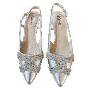 NEW LifeStride Social Event Slingback Dress Pumps Silver Sparkle Size 7M
